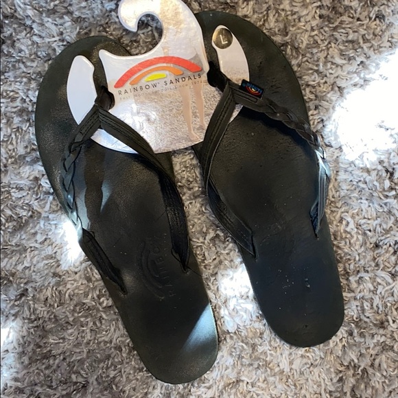 Rainbow Shoes - Rainbow sandals - black braid